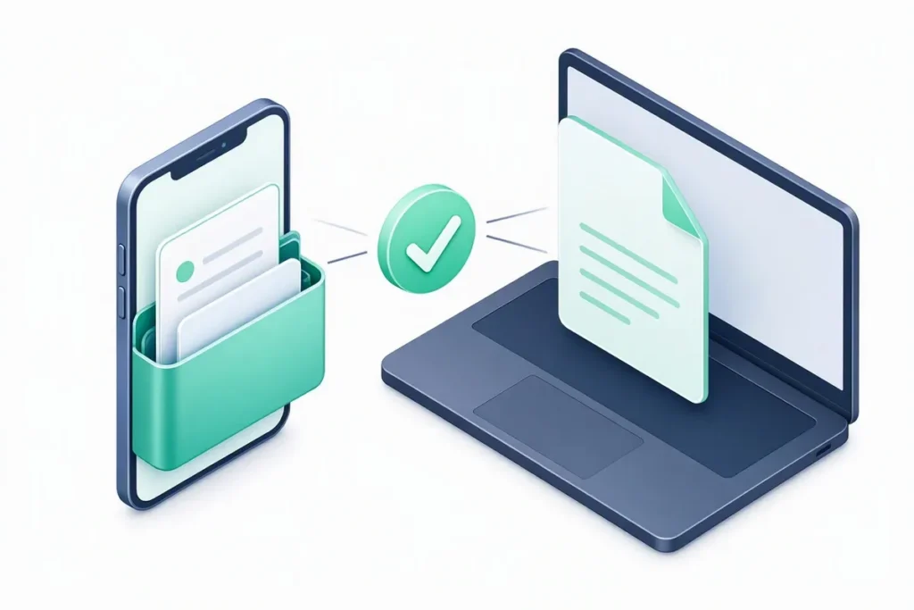 DigiLocker Document Verification: a secure digital document wallet on a phone sharing a document with a business laptop via a consent checkmark