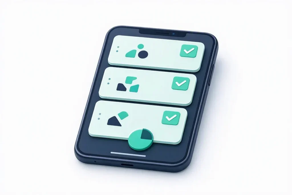 PAN and Aadhaar Verification for Onboarding: a smooth onboarding flow on a phone with step icons and checkmarks