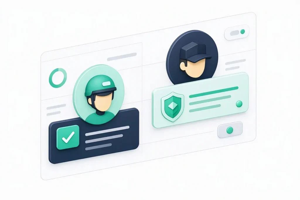 Employee Verification APIs: delivery rider and driver profiles being verified on an HR dashboard