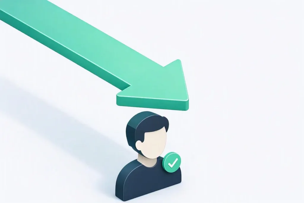 Penny-less Verification: a payout arrow reaching a verified account holder profile