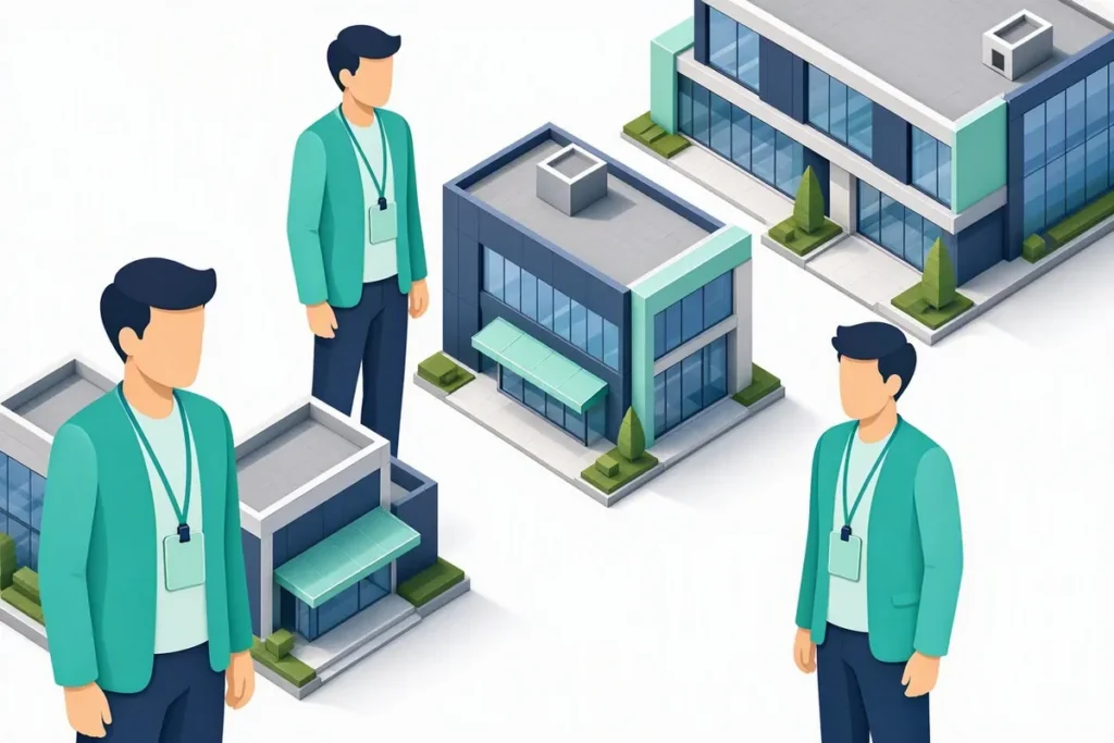 UAN: a worker profile carrying one consistent ID badge across several company buildings