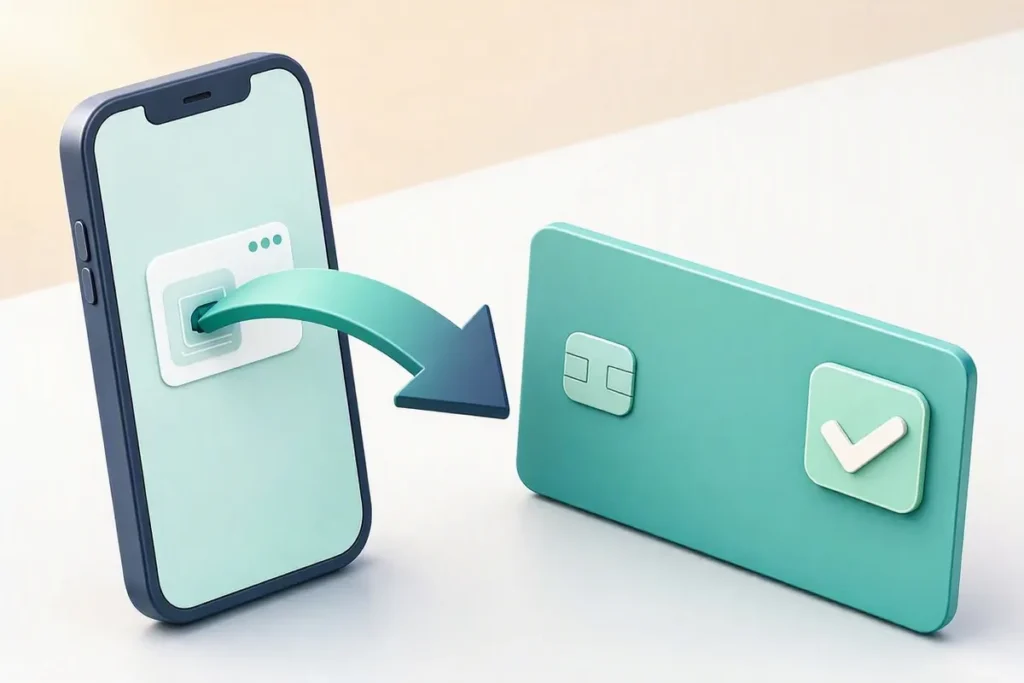 Bank Account Verification for Lending Apps: a loan disbursal arrow from a lending app on a phone to a verified bank account card with a checkmark