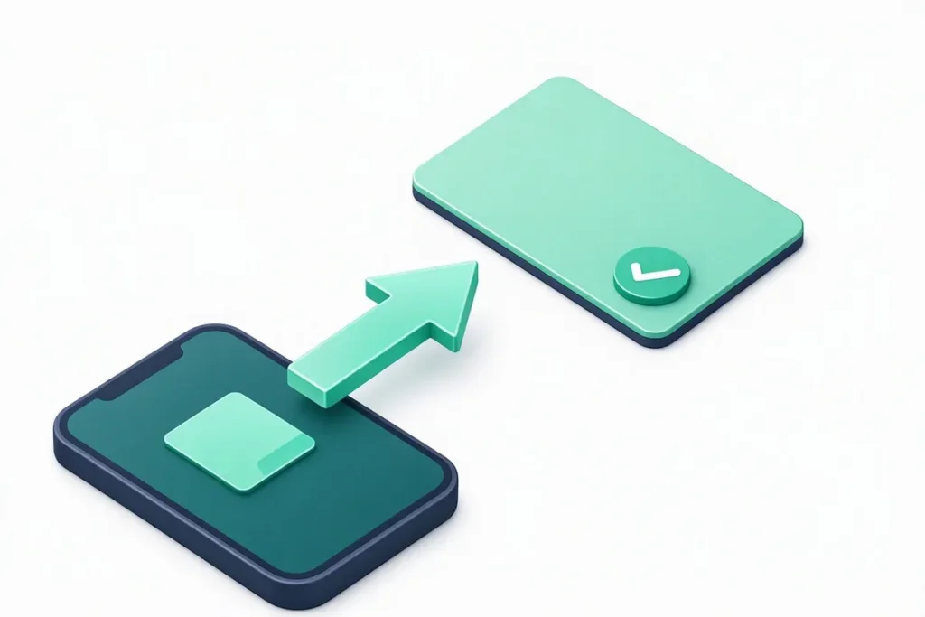 Bank Account Verification for Lending Apps: a loan disbursal arrow from a lending app on a phone to a verified bank account card with a checkmark