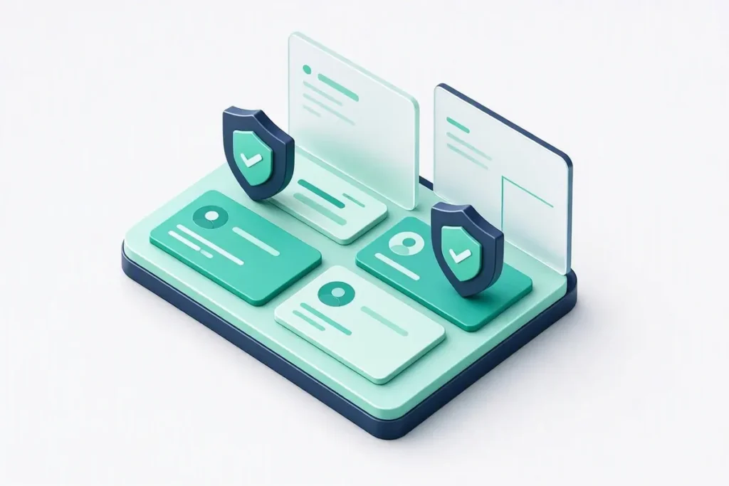 Verification APIs for Fintech: a fintech dashboard with loan cards and verification shields