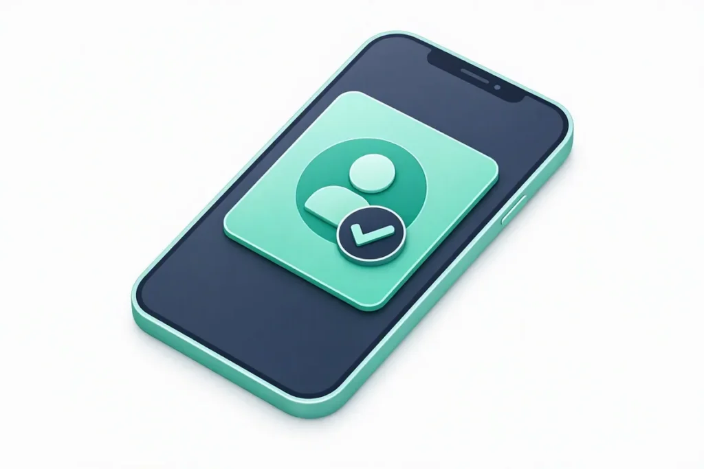 Aadhaar Verification API: a phone app confirming a person identity with a checkmark