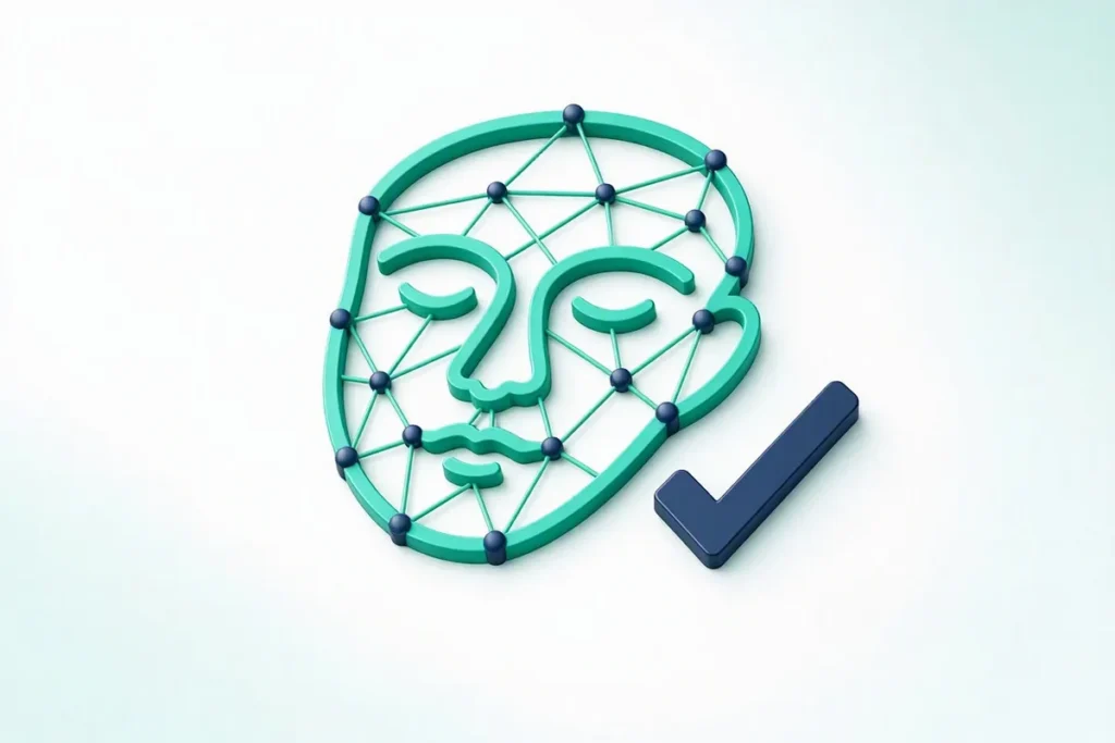 Face Match: a face outline with mesh points and a checkmark