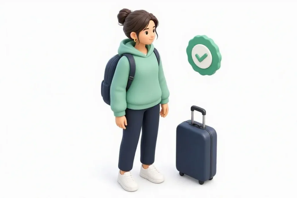 Passport Verification API: a traveller profile with a suitcase and a verified identity badge