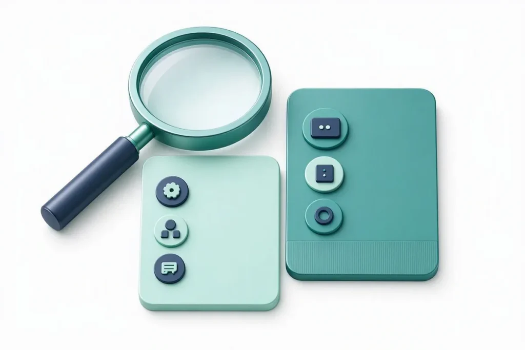 Veriqos Technologies vs Signzy: a magnifying glass over two product cards with feature icons