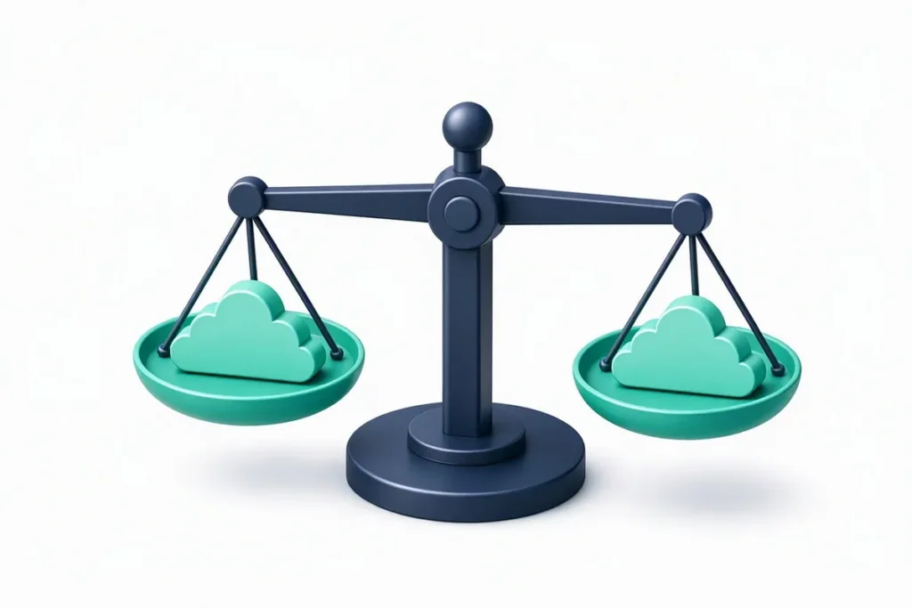 Veriqos Technologies vs HyperVerge: a balance scale weighing two cloud platform icons