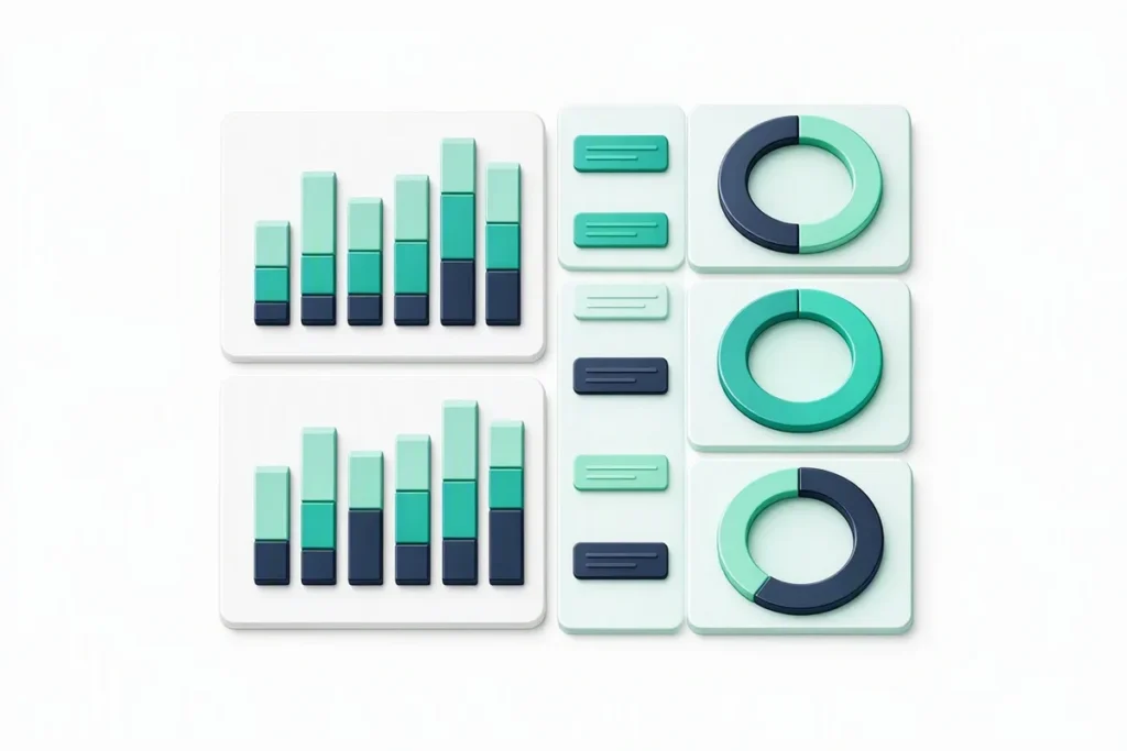 API Coverage and Compliance Index: a clean dashboard of bar charts and coverage gauges for API categories