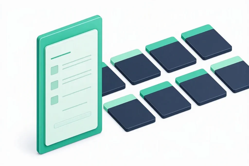 Top KYC Verification API Providers India: a checklist board next to a row of abstract provider cards