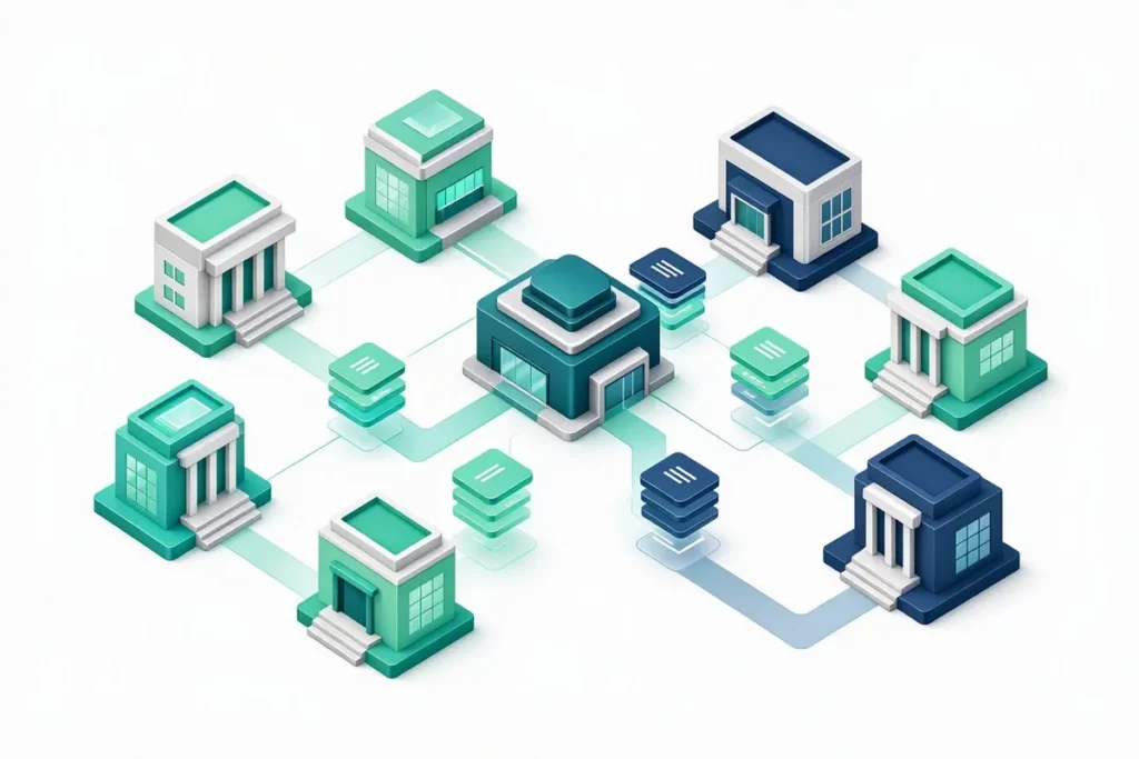 CKYC: bank buildings uploading records to a central registry hub
