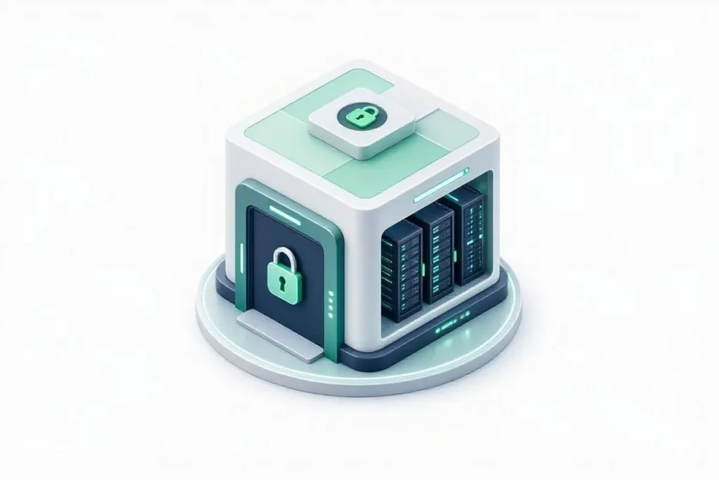 UIDAI: a secure data centre with an identity card and a lock