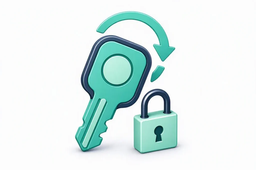 Virtual ID: a refreshing token key with a cycle arrow and a lock