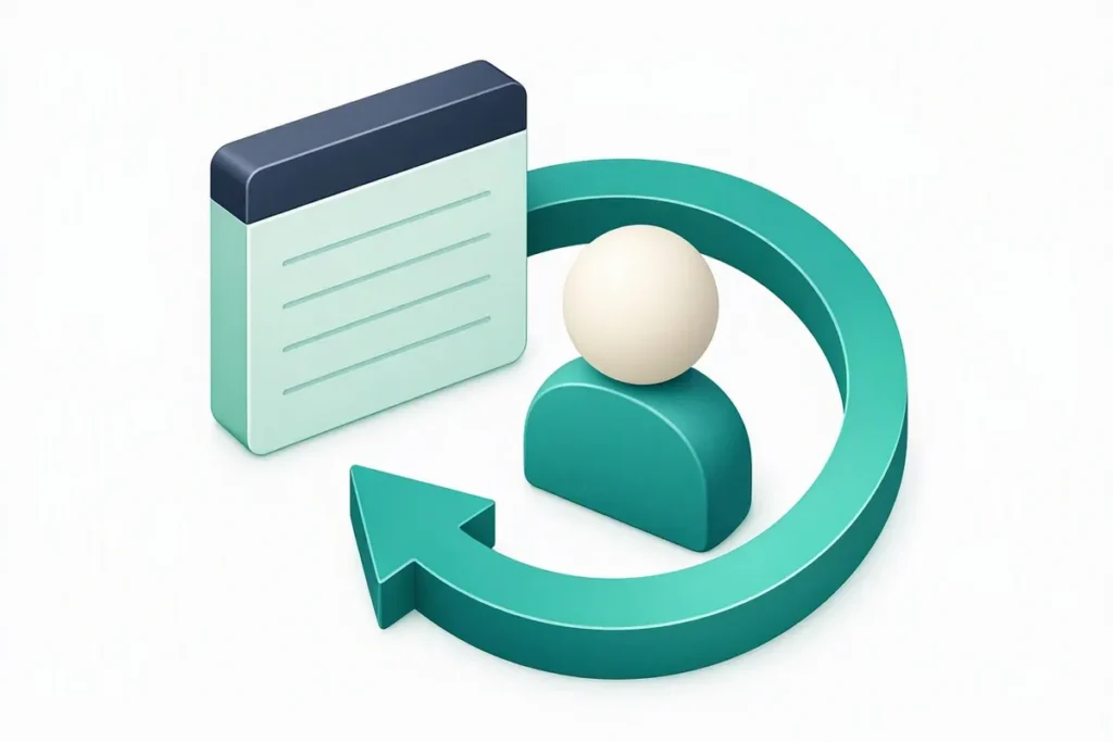 Re-KYC periodic update: a calendar with a refresh cycle arrow around a customer profile