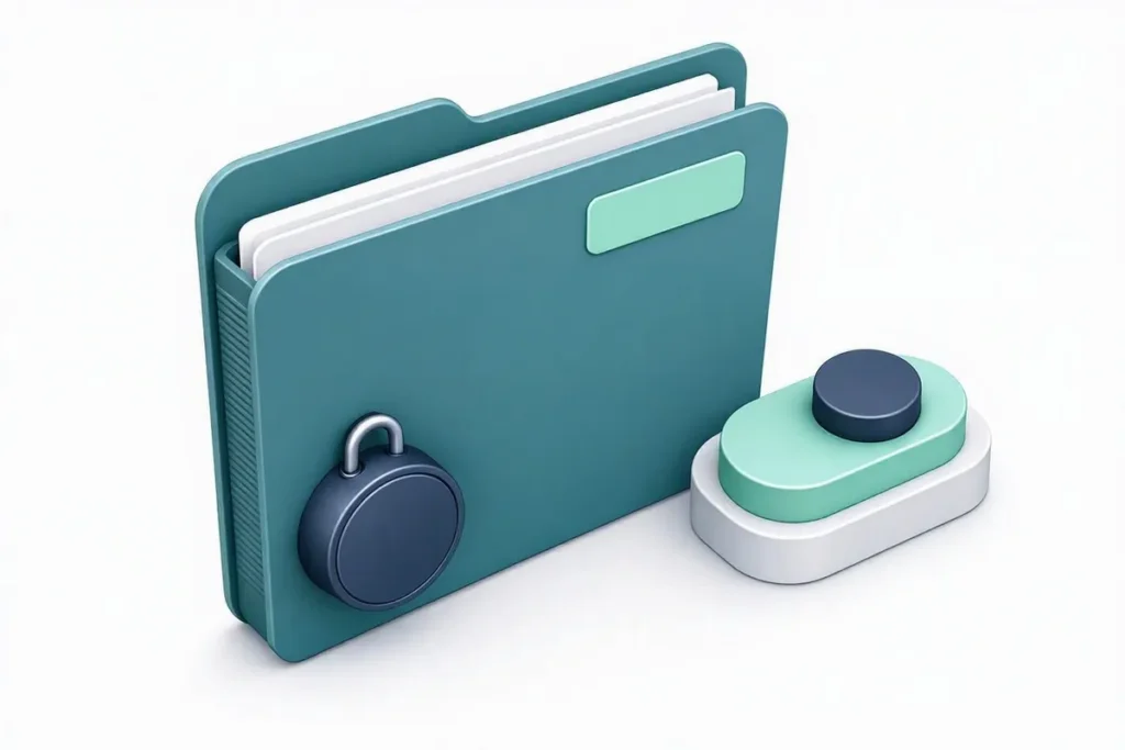 DPDP Act: a personal data folder protected by a lock and a consent toggle switch