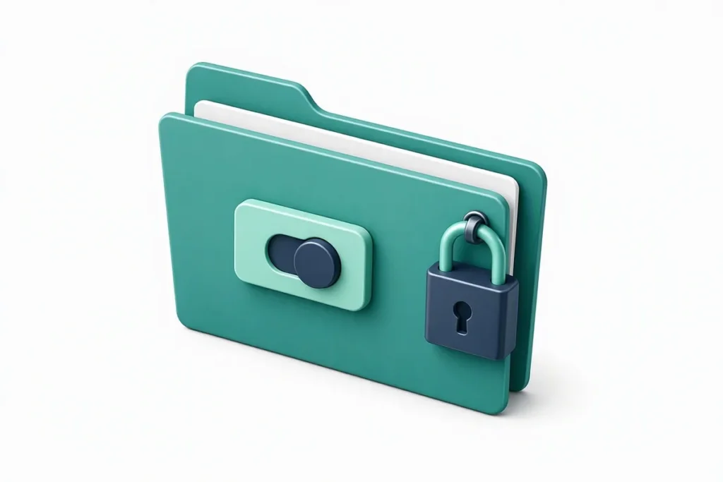 DPDP Act: a personal data folder protected by a lock and a consent toggle switch